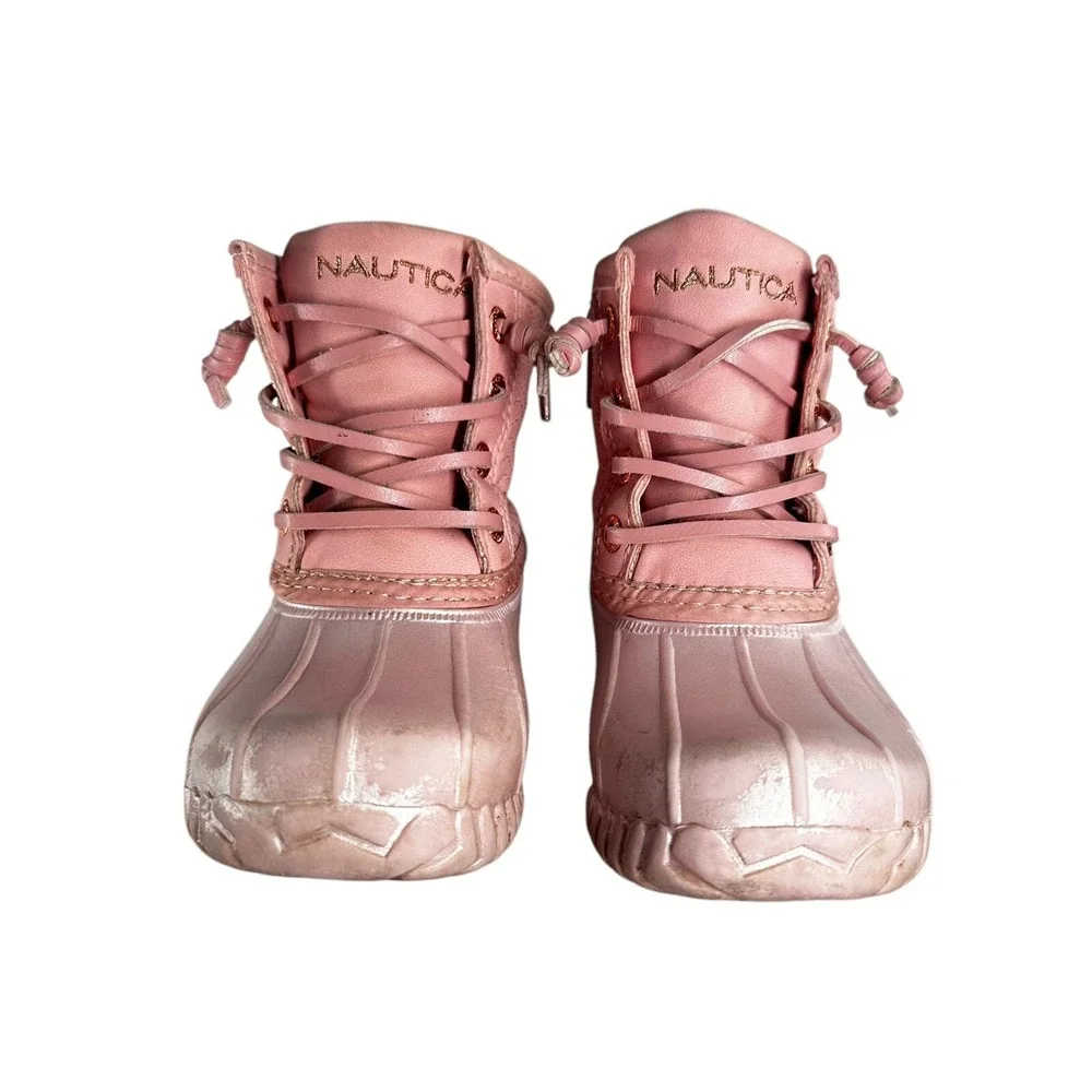 NAUTICA Truett Youth Snow Weather‎ Ankle Boots Mauve Pearl Side Zip Lace Size 7